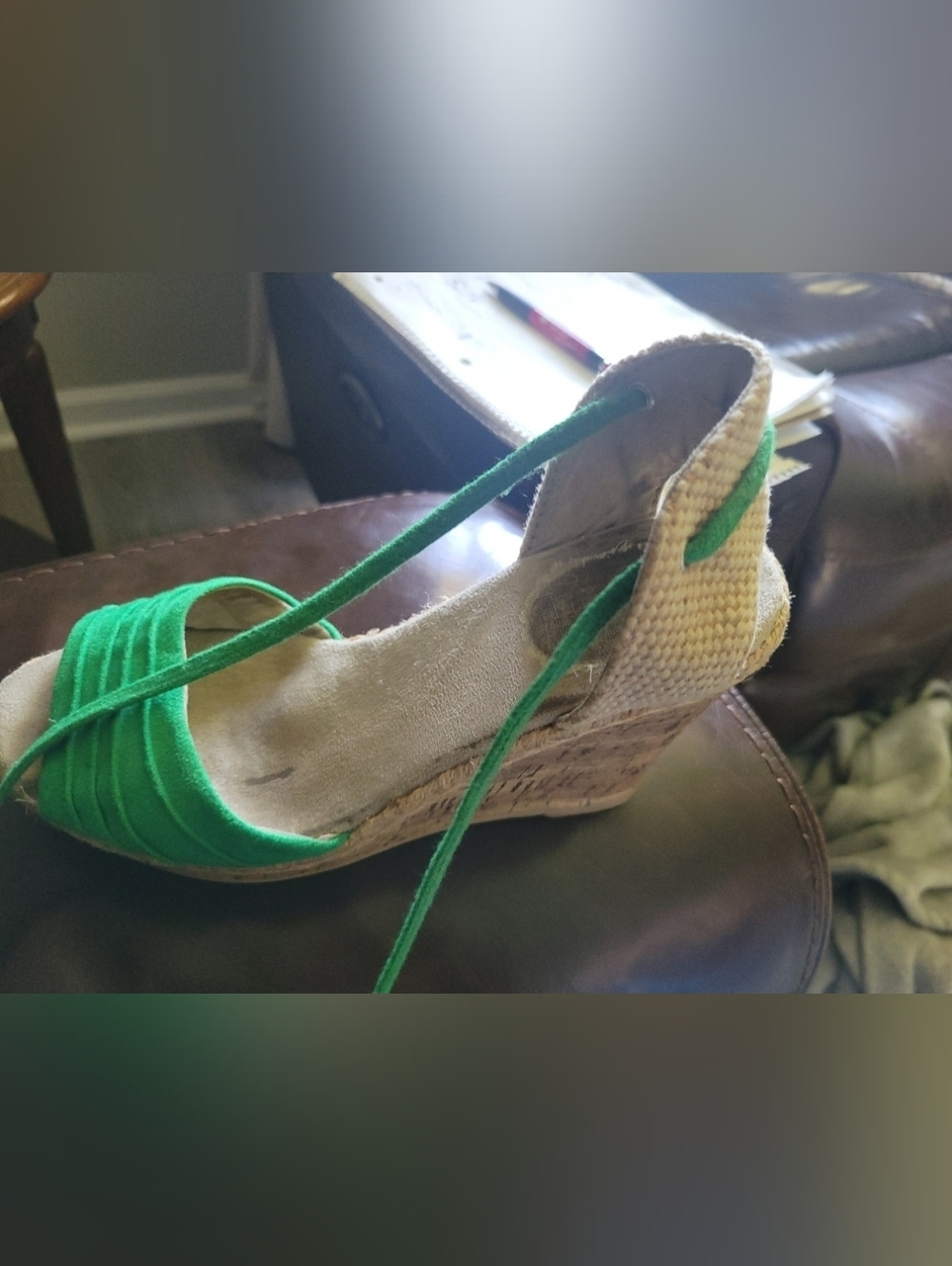 ISO: Green Women's Espadrille Ankle-Tie Sandals